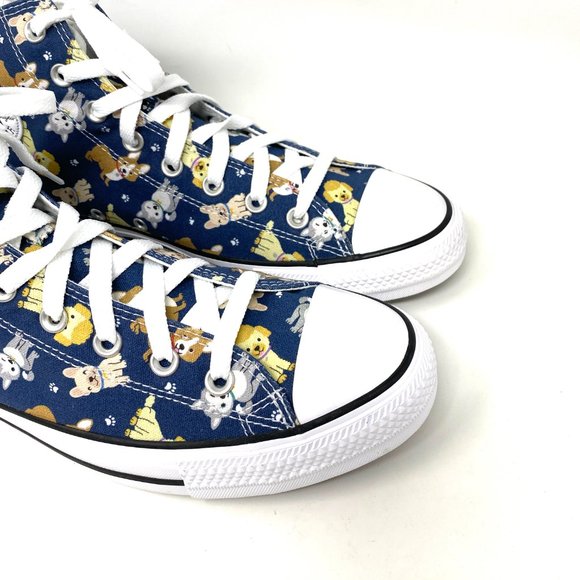 💖MEGA SALE💖Converse CTAS HI Puppy Party White Dark Blue Shoe High Men A02379C - Picture 6 of 9